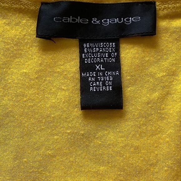 CABLE&GAUGE YELLOW EMBROIDERED FLORAL APPLIQUÉ V-NECK SLEEVELESS WOMAN TOP XL - Picture 2 of 6